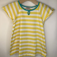 Size 8 (130): Hanna Andersson Yellow & White Striped Cap Sleeve Shirt