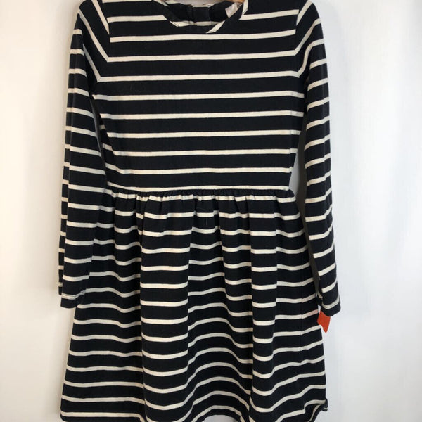 Size 6-7 (120): Hanna Andersson Black & White Striped Long Sleeve Dress