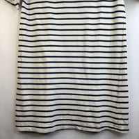 Size 12: Tea White Navy Blue Stripe Short Sleeve Dress