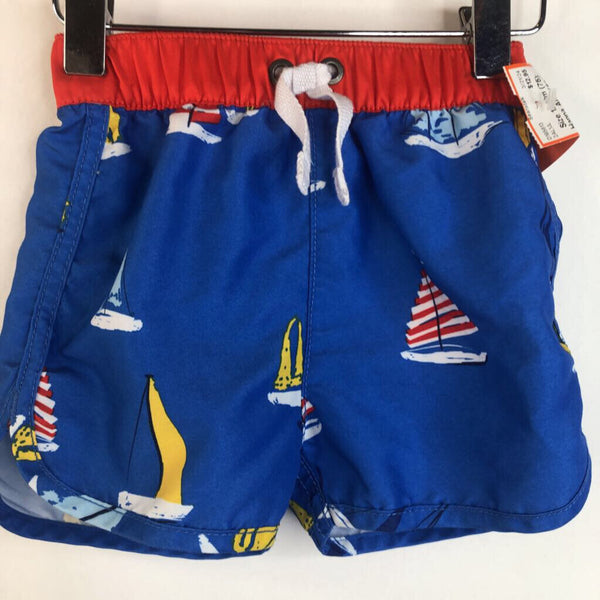 Size 12-18m (75): Hanna Andersson Blue Sail Boats Swim Trunks
