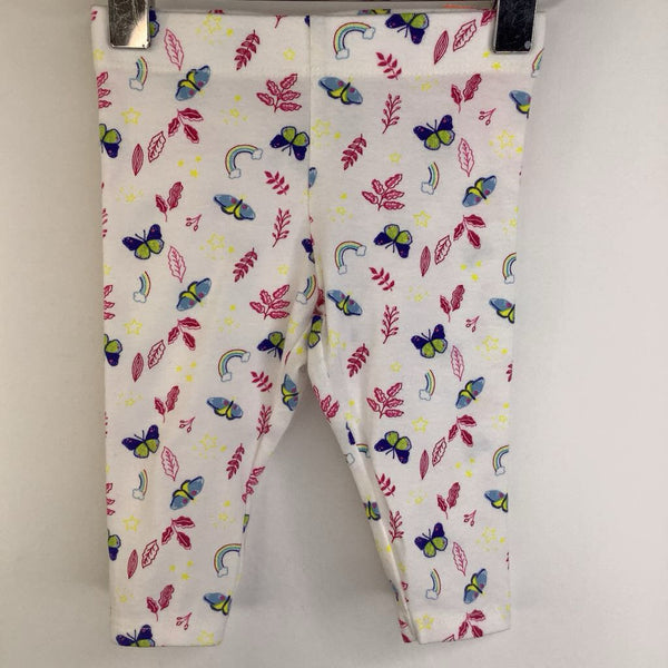 Size 3m: Tucker + Tate White Colorful Rainbows, Leaves & Butterflies Leggings
