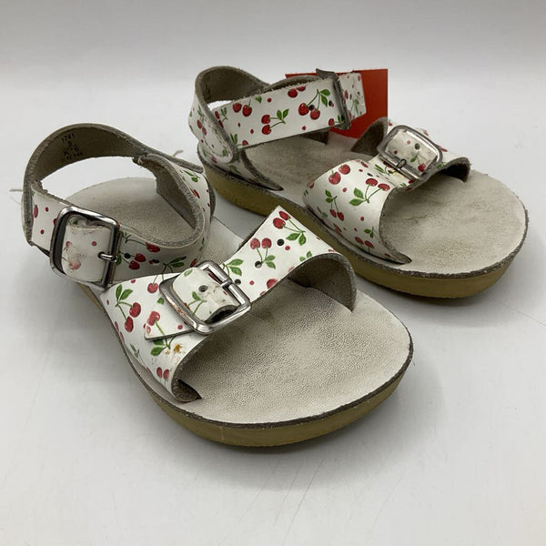 Size 5: Salt Water Leather White Cherries Buckle Sandals