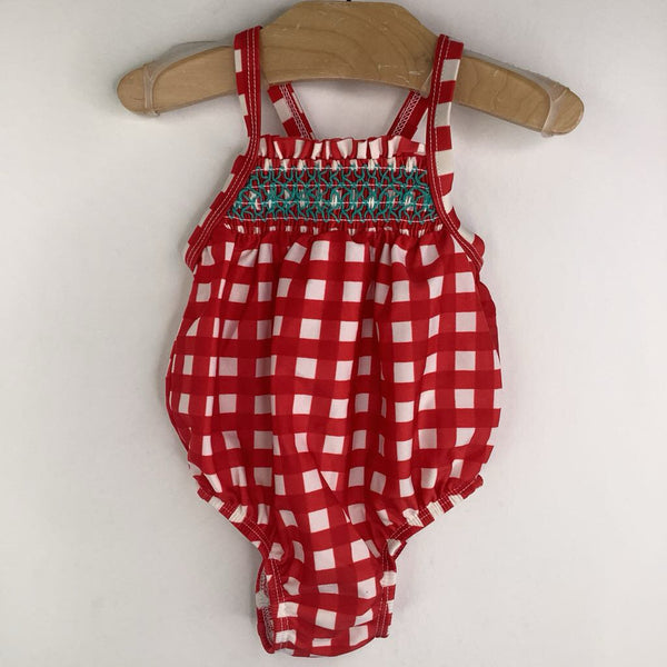 Size 9m: Cat & Jack Red/White Checkered 1pc Swimsuit