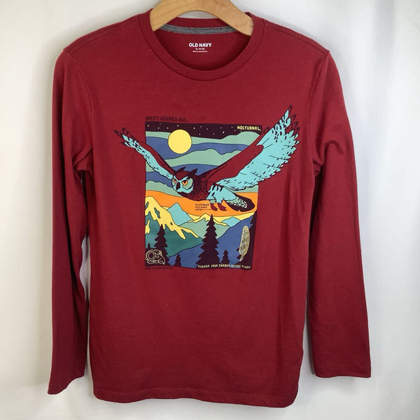 Size 14-16: Old Navy Brick Red Great Horned Owl Long Sleeve T