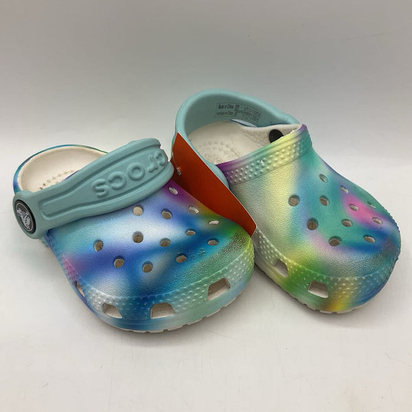 Size 4: Crocs Rainbow Slip-on Shoes