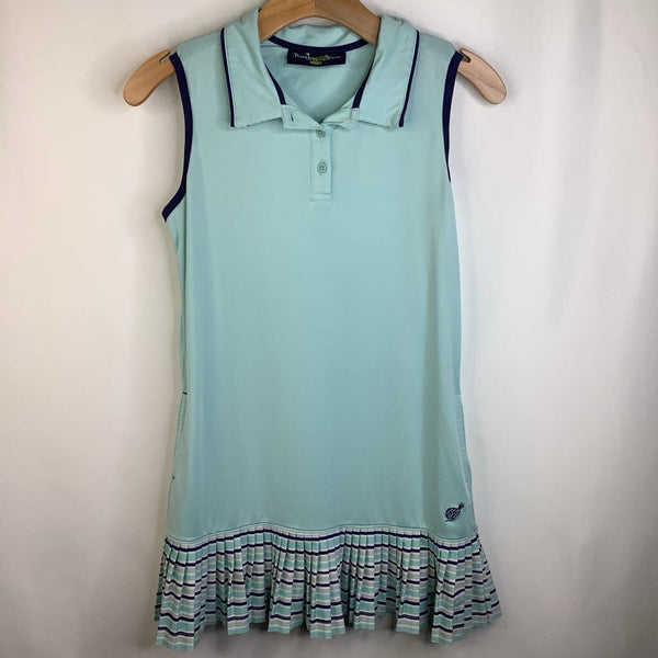 Size 10-12: Turtles & Tees Robin Eggs Blue Collared Tank Golf Dress