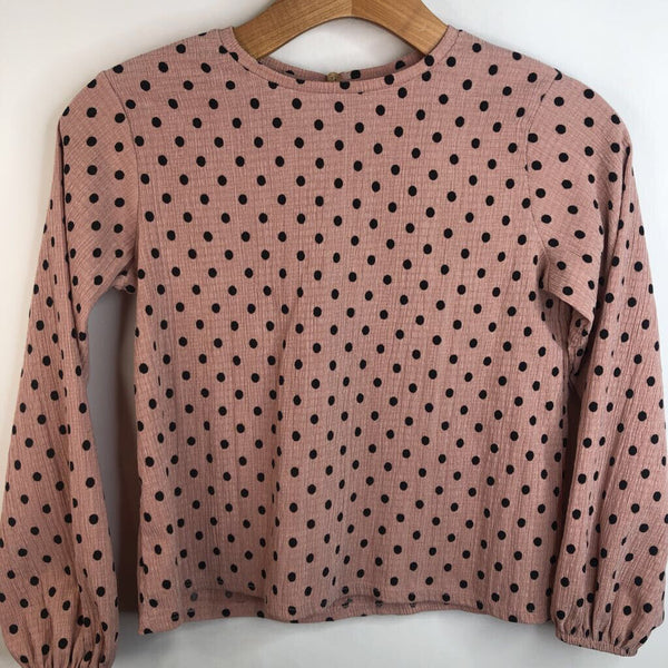 Size 9: Zara Pink Black Polk-a-Dot Long Sleeve T