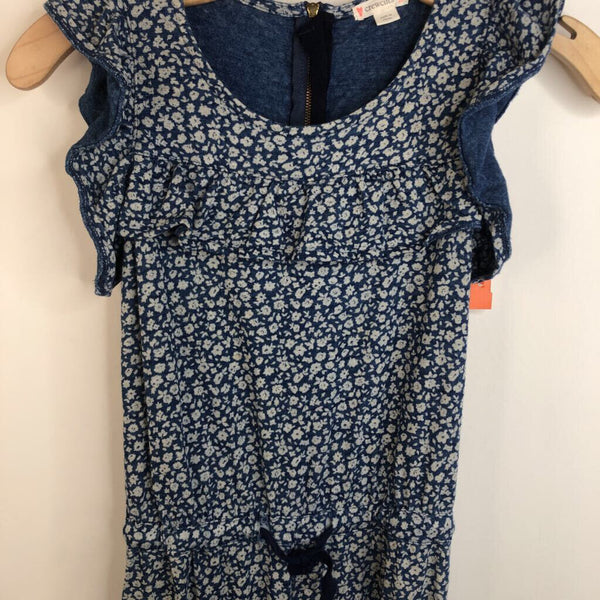 Size 10: Crewcuts Blue Floral Ruffle Sleeve Long Romper