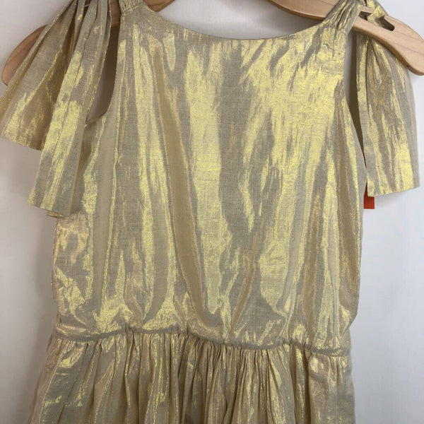 Size 10: Tea Sparkly Gold Tie Tank Dress