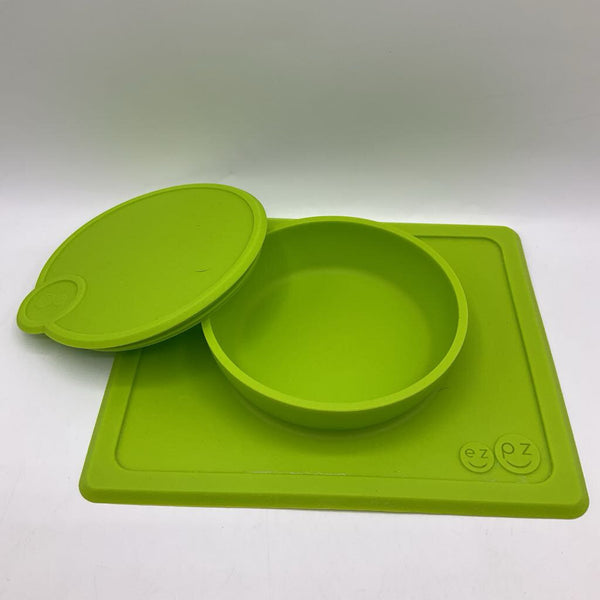 Ez Pz Lime Green Silicone Suction Bowl w/Lid