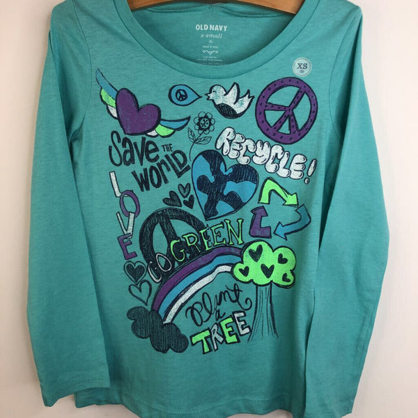 Size 5: Old Navy Turquoise Doodle Design Long Sleeve NEW w/ Tag