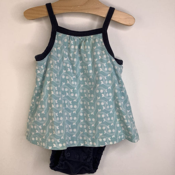 Size 6m: Tea Collection Turquoise Floral Tank Onesie