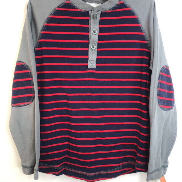 Size 6-7 (120): Hanna Andersson Grey, Blue & Red Striped Long Sleeve T