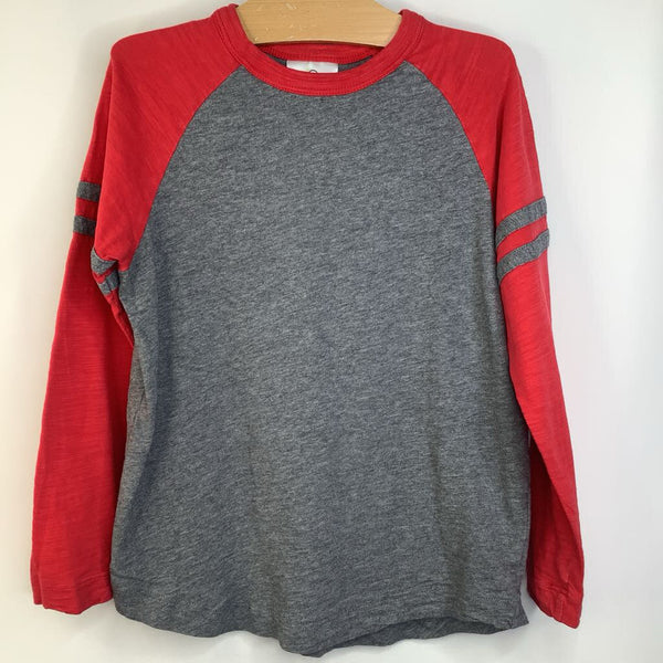 Size 6-7 (120): Hanna Andersson Red & Grey Long Sleeve Baseball T