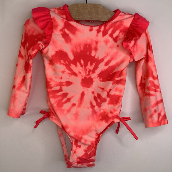 Size 2: Cat & Jack Hot Pink Tie-Dye Long Sleeve 1pc Swim Suit