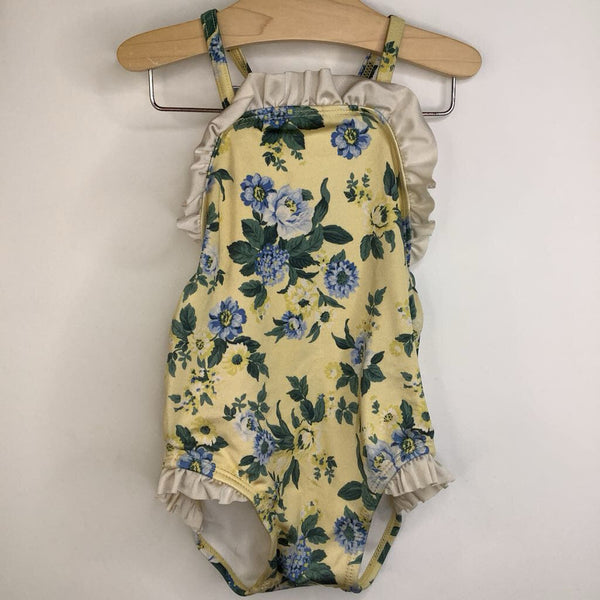 Size 12-18m: Janie and Jack Pale Yellow Blue Floral Tank 1pc Swimsuit