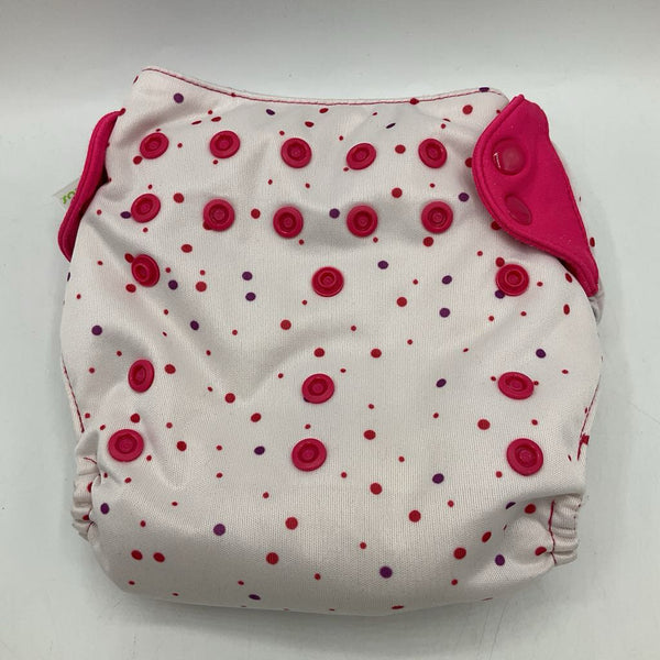Size OS: Bum Genius White Pink/Purple Dots Snap Reusable Diaper