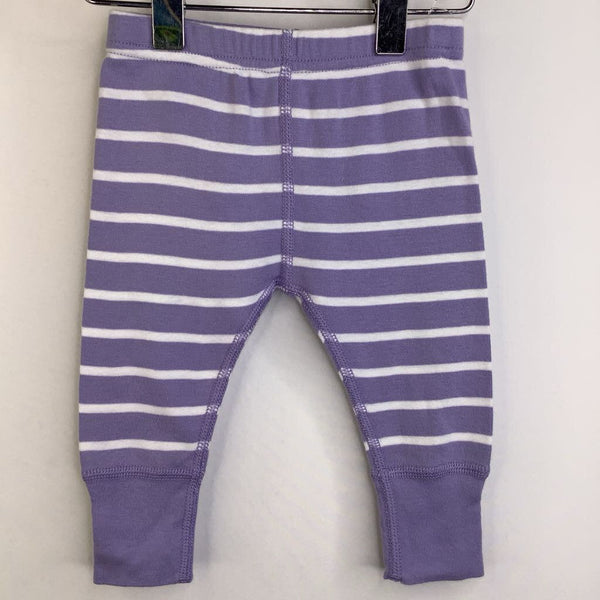 Size 3-6m (60): Hanna Andersson Lavender & White Striped Leggings