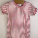 Size 3-6m (60): Hanna Andersson Baby Pink & White Striped Short Sleeve Long Romper