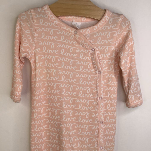 Size 3m: Nordstrom Peach 'Love' Footed Long Sleeve 1pc PJS