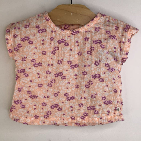 Size 0-3m: Gap Peach Purple Flowers T-Shirt