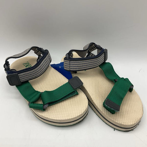 Size 11-12: Zara Cream, Green & Blue Velcro Sandals