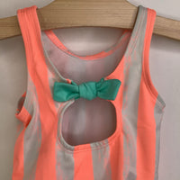 Size 18m: Cat & Jack Neon Peach & White Stripe Watermelon Slice 1pc Swimsuit