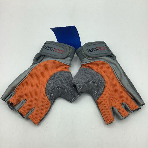 Size M: Aero Tech Grey/Orange Fingerless Gloves