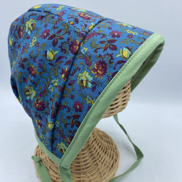 Size 12-18m: Handmade Hazel Locally Made Reversible Bonnet w/Cap Brim Floral
