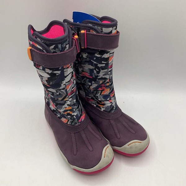 Size 9: Plae Purple, Grey & Black Pattern Rain Boots