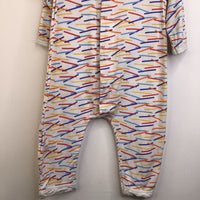 Size 3-6m: Magnetic Me White Colorful Lines Long Sleeve 1pc PJS