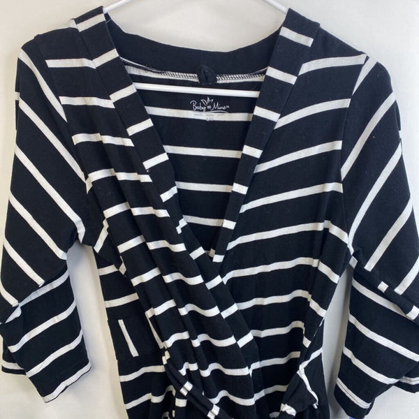 Size S/M: Baby By Mine Black & White Striped 3/4th Length Sleeve Wrap Dress