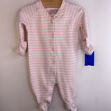 Sie 0-3 (50): Hanna Andersson Light Pink & White Striped Footed Long Sleeve 1pc PJS