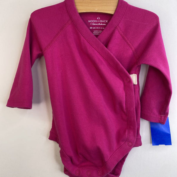 Size 3-6m (60): Moon and Back by Hanna Andersson Hot Pink Long Sleeve Wrap Onesie