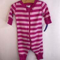 Size 0-3m (50): Hanna Andersson Two-Tone Pink Striped Long Sleeve 1pc PJS