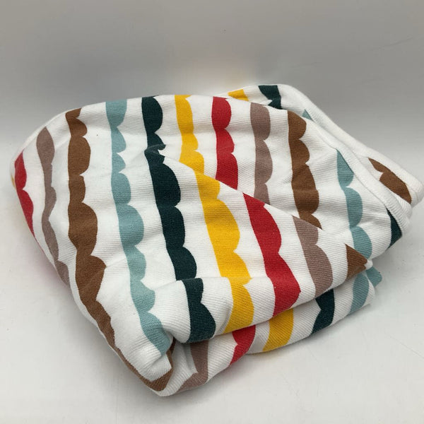 Hanna Andersson White Red/Green/Yellow/Brown Striped Hooded Towel