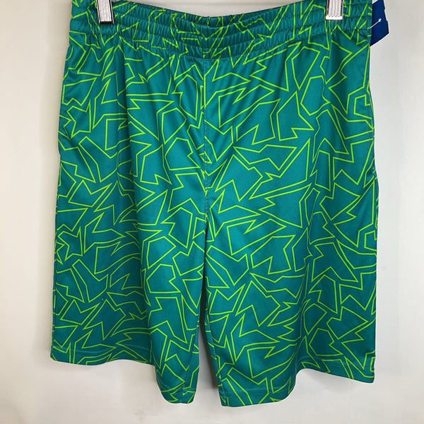 Size 10-12: Lands' End Teal & Lime Green Geometric Shapes Gym Shorts