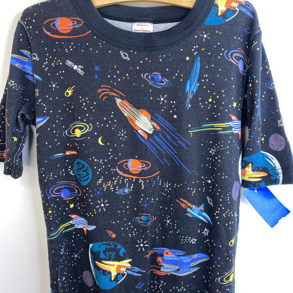 Size 14 (160): Hanna Andersson Black Spaceships & Planets Short Sleeve Short 2pc PJS