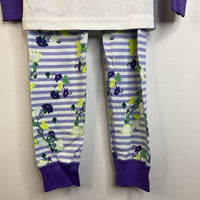 Size 5 (110): Hanna Andersson White & Lavender Striped Princess & the Frog Long Sleeve 2pc PJS NEW w/ Tag