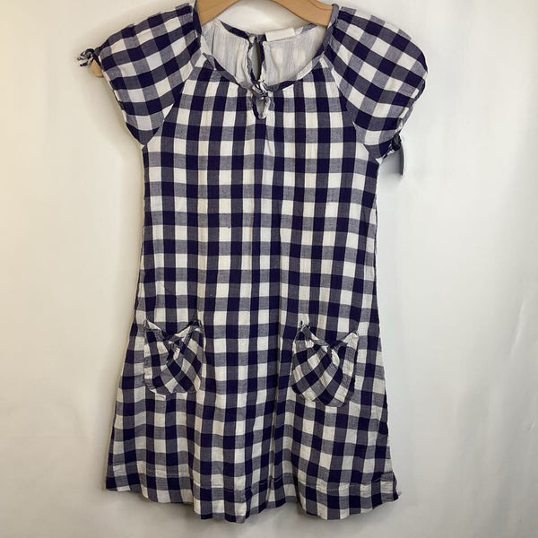 Size 9-10: Mini Boden Blue & White Checkered Short Sleeve Dress w/ Pockets