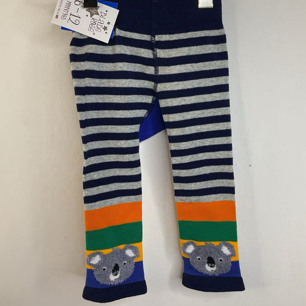 Size 6-12m: Blade Rose Grey & Blue Striped Koala Footless Tights NEW W/ Tag