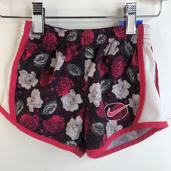 Size 2-3: Nike Dri-Fit Balck Pink Roses Running Shorts