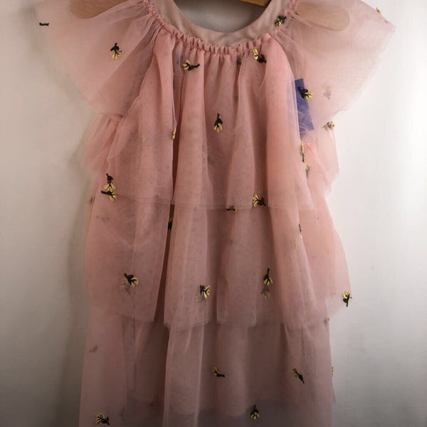 Size 3-4: Zara Pink Ruffle Tulle Yellow Flowers Short Tank Dress