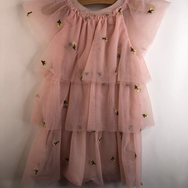 Size 3-4: Zara Pink Ruffle Tulle Yellow Flowers Short Tank Dress