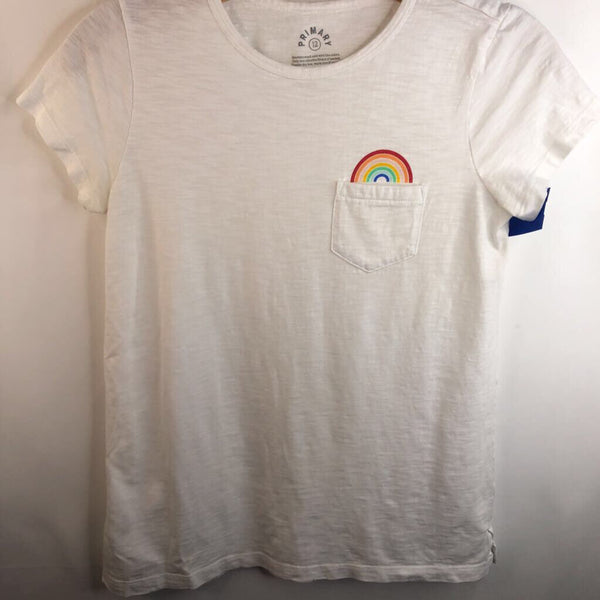 Size 12: Primary White Rainbow Over Pocket T-Shirt