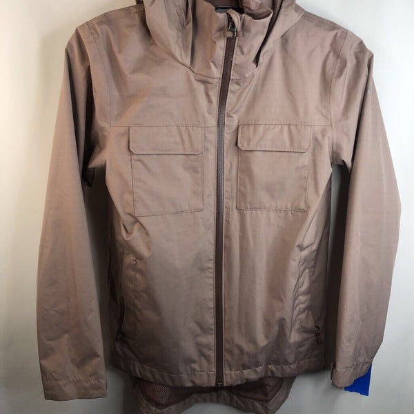 Size 10-12: Columbia Omni-Tech Lined Taupe Rain Coat