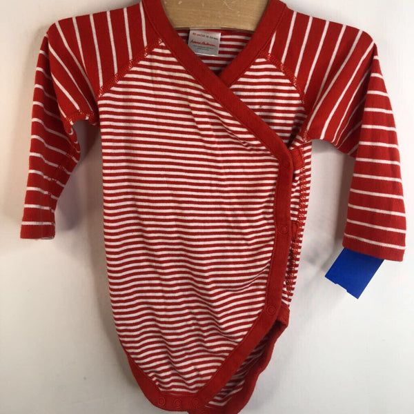 Size 18-24m (80): Hanna Andersson Red & White Striped Wrap Long Sleeve Onesie