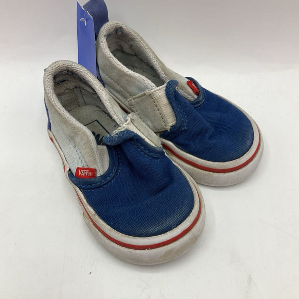 Size 4: Vans Two-Tone Blue Velcro Sneakers REDUCED
