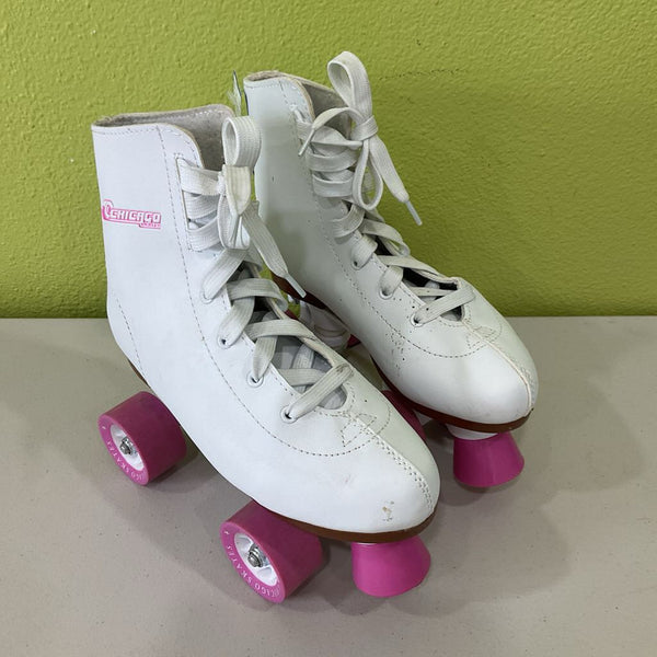 Size 4Y: Chicago Skates White Lace-up Roller Skates