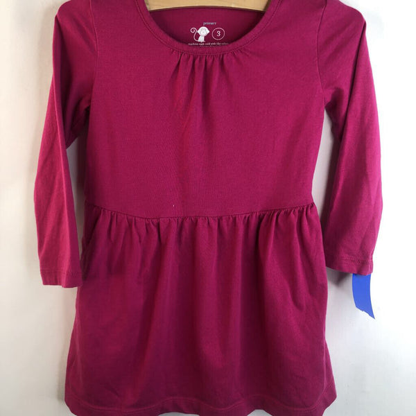 Size 3: Primary Dark Pink Long Sleeve Dress w/ Pockets